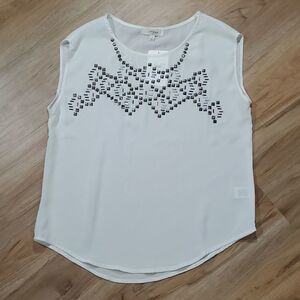 🔺️NWT Umgee Ivory Beaded Sleeveless Top Small